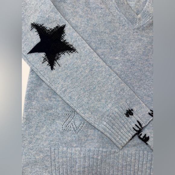 Zadig & Voltaire Vivi Destroy Patch Cashmere Sweater Grunge Whimsigoth Star - Picture 6 of 7